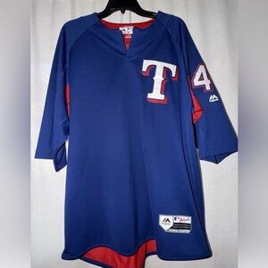 Majestic Texas Rangers Blue and Red Pullover Jersey